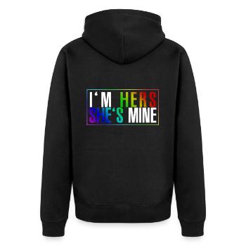 Gay Lesbian Lesbisch Regenbogen Gerechtigkeit Gesc - Unisex Premium Bio Zip Hoodie - Schwarz - Hinten - Nico (187cm)