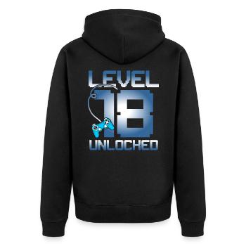 18ème anniversaire - Veste à capuche bio Premium Unisexe - noir - Dos - Nico (187cm)