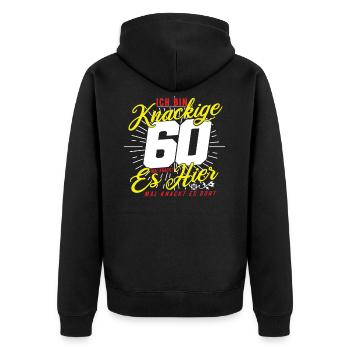 60th birthday - Unisex Premium Organic Zip Hoodie - black - Back - Nico (187cm)