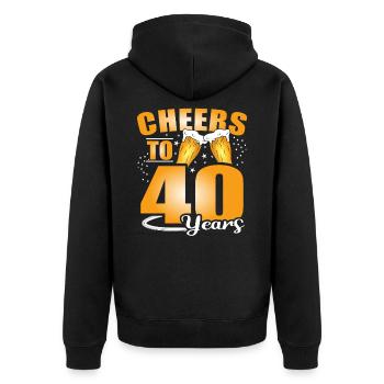 40ème anniversaire - Veste à capuche bio Premium Unisexe - noir - Dos - Nico (187cm)