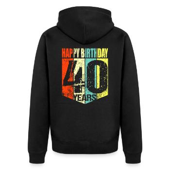 40ème anniversaire - Veste à capuche bio Premium Unisexe - noir - Dos - Nico (187cm)