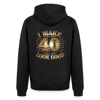 40ème anniversaire - Veste à capuche bio Premium Unisexe - noir - Dos - Nico (187cm)