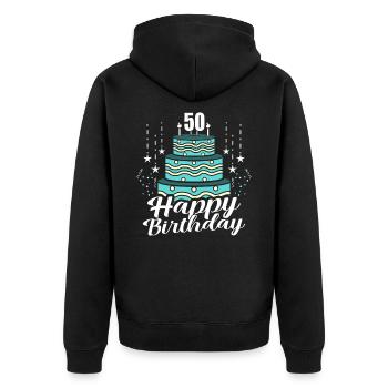 50th birthday - Unisex Premium Organic Zip Hoodie - black - Back - Nico (187cm)