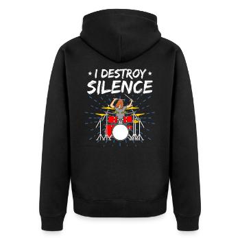 Schlagzeug Schlagzeuger Drummer Geschenk - Unisex Premium Bio Zip Hoodie - Schwarz - Hinten - Nico (187cm)
