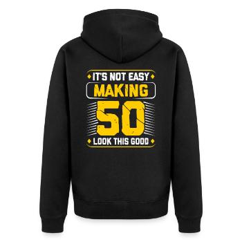 50th birthday - Unisex Premium Organic Zip Hoodie - black - Back - Nico (187cm)