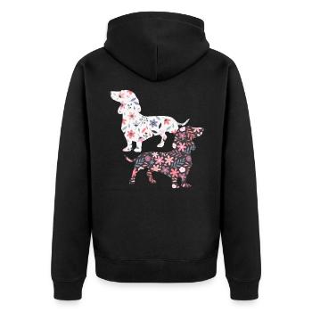 Dackel Hund - Unisex Premium Bio Zip Hoodie - Schwarz - Hinten - Nico (187cm)