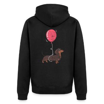 Dackel Luftballon - Unisex Premium Bio Zip Hoodie - Schwarz - Hinten - Nico (187cm)