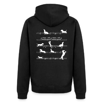 Dackel Musiker - Unisex Premium Bio Zip Hoodie - Schwarz - Hinten - Nico (187cm)
