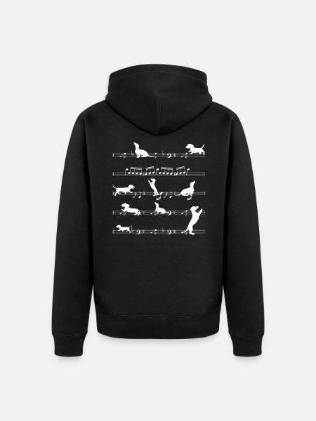 Dachshund musician - Unisex Premium Organic Zip Hoodie - black