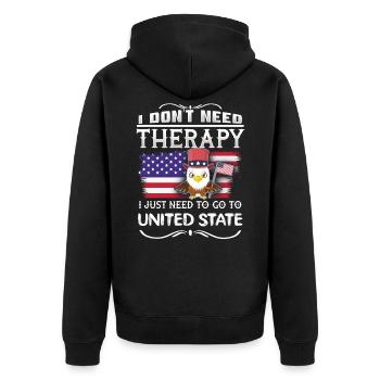 USA Amerika - Unisex Premium Bio Zip Hoodie - Schwarz - Hinten - Nico (187cm)