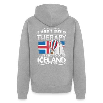 Island - Unisex Premium Bio Zip Hoodie - Grau meliert - Hinten - Nico (187cm)
