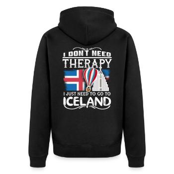 Island - Unisex Premium Bio Zip Hoodie - Schwarz - Hinten - Nico (187cm)
