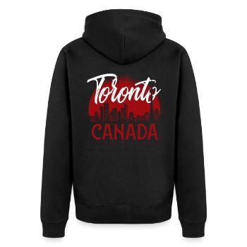 Canada Toronto - Unisex Premium Organic Zip Hoodie - black - Back - Nico (187cm)