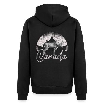 Kanada - Unisex Premium Bio Zip Hoodie - Schwarz - Hinten - Nico (187cm)