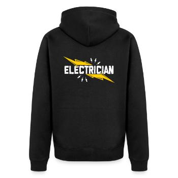 Elektriker - Unisex Premium Bio Zip Hoodie - Schwarz - Hinten - Nico (187cm)