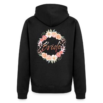 Braut Hochzeit - Unisex Premium Bio Zip Hoodie - Schwarz - Hinten - Nico (187cm)