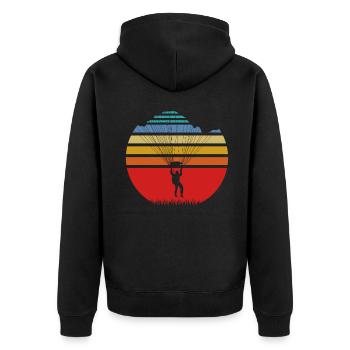 Paragliding - Unisex Premium Bio Zip Hoodie - Schwarz - Hinten - Nico (187cm)