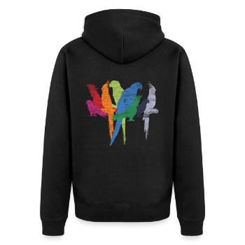 Parrot birds - Unisex Premium Organic Zip Hoodie - black - Back - Nico (187cm)
