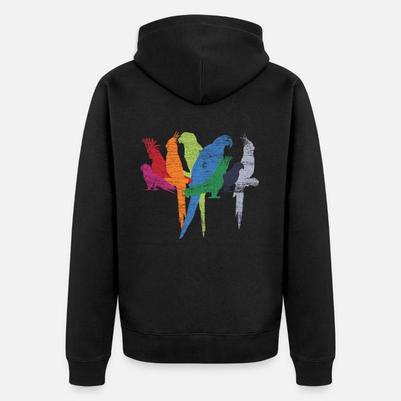 Oiseaux perroquets - Veste à capuche bio Premium Unisexe - noir
