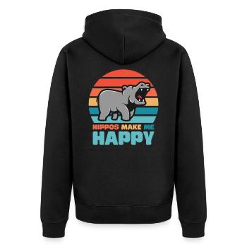 Hippopotame la chance - Veste à capuche bio Premium Unisexe - noir - Dos - Nico (187cm)
