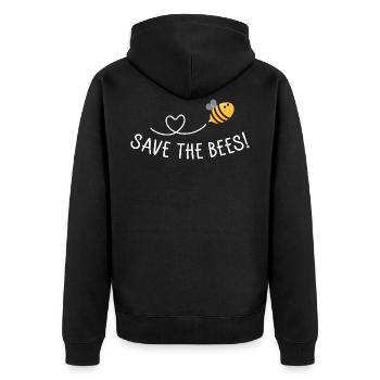 Save the bees! - Unisex Premium Bio Zip Hoodie - Schwarz - Hinten - Nico (187cm)