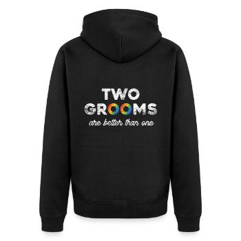 Groom Gay Pride - Unisex Premium Organic Zip Hoodie - black - Back - Nico (187cm)