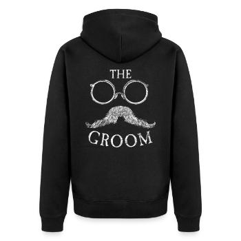 Groom newlyweds - Unisex Premium Organic Zip Hoodie - black - Back - Nico (187cm)