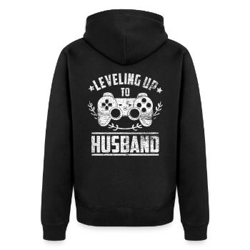 Groom husband husband - Unisex Premium Organic Zip Hoodie - black - Back - Nico (187cm)