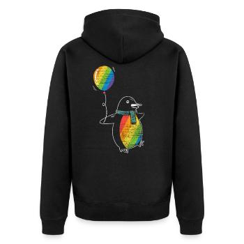 Pinguin LGBT - Unisex Premium Bio Zip Hoodie - Schwarz - Hinten - Nico (187cm)