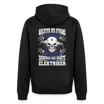 Elektriker - Unisex Premium Bio Zip Hoodie - Schwarz - Hinten - Nico (187cm)