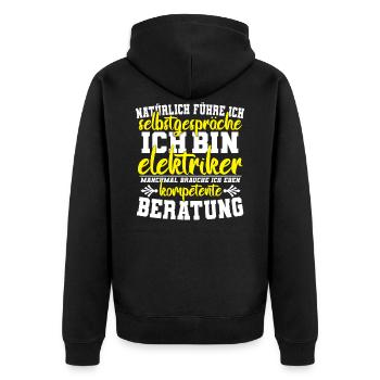 Elektriker - Unisex Premium Bio Zip Hoodie - Schwarz - Hinten - Nico (187cm)