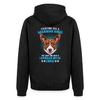 Welsh Corgi Cardigan - Unisex Premium Bio Zip Hoodie - Schwarz - Hinten - Nico (187cm)