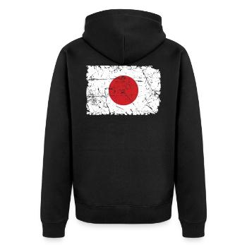 Japan - Unisex Premium Bio Zip Hoodie - Schwarz - Hinten - Nico (187cm)