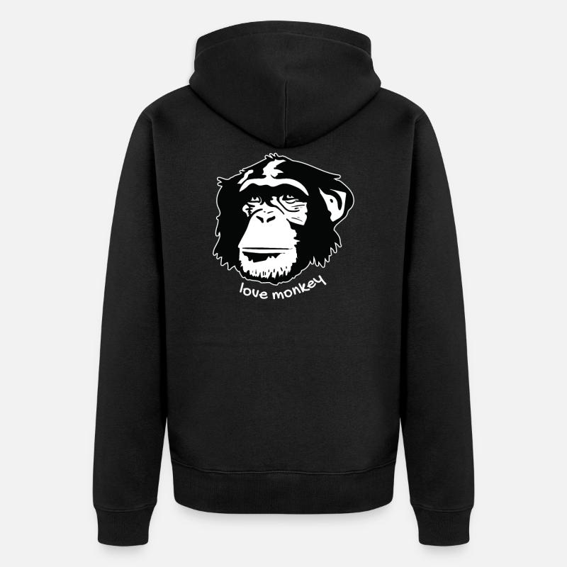 Affe - Unisex Premium Bio Zip Hoodie - Schwarz