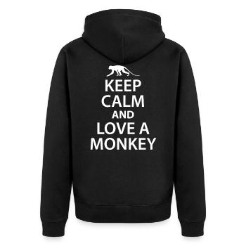 Affe - Unisex Premium Bio Zip Hoodie - Schwarz - Hinten - Nico (187cm)