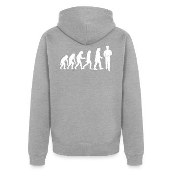 Polizei - Unisex Premium Bio Zip Hoodie - Grau meliert - Hinten - Nico (187cm)