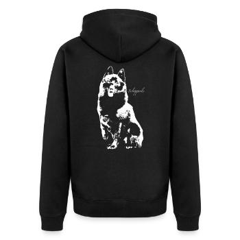 Schipperke - Unisex Premium Bio Zip Hoodie - Schwarz - Hinten - Nico (187cm)