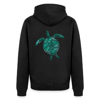 turtle - Unisex Premium Organic Zip Hoodie - black - Back - Nico (187cm)