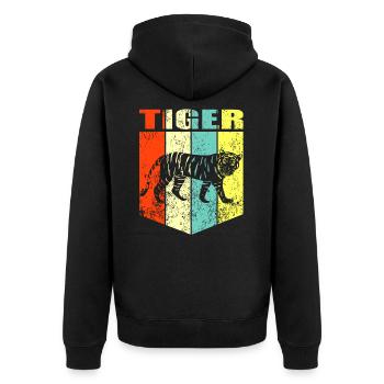 Tiger - Unisex Premium Bio Zip Hoodie - Schwarz - Hinten - Nico (187cm)