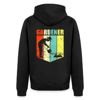 Gärtner - Unisex Premium Bio Zip Hoodie - Schwarz - Hinten - Nico (187cm)