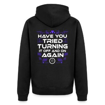Informatik Informatiker Lustig Geschenk Mathe It I - Unisex Premium Bio Zip Hoodie - Schwarz - Hinten - Nico (187cm)