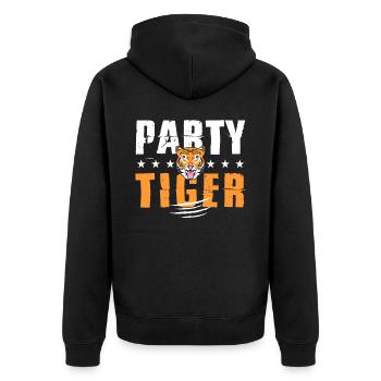 Tiger - Unisex Premium Bio Zip Hoodie - Schwarz - Hinten - Nico (187cm)