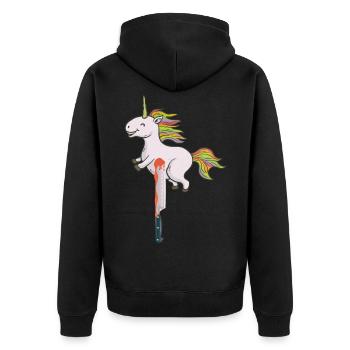 Unicorn Killer - Unisex Premium Organic Zip Hoodie - black - Back - Nico (187cm)