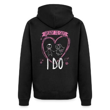 Heiraten Brautpaar - Unisex Premium Bio Zip Hoodie - Schwarz - Hinten - Nico (187cm)