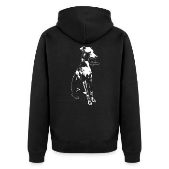 Italienischer Windhund - Unisex Premium Bio Zip Hoodie - Schwarz - Hinten - Nico (187cm)