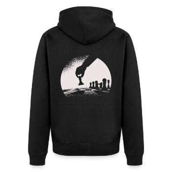 Schach Schachbrett - Unisex Premium Bio Zip Hoodie - Schwarz - Hinten - Nico (187cm)