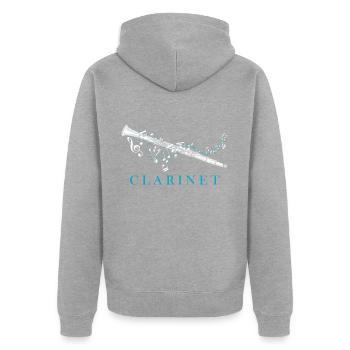 Instrument clarinette - Veste à capuche bio Premium Unisexe - gris chiné - Dos - Nico (187cm)