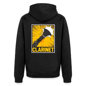 Klarinette - Unisex Premium Bio Zip Hoodie - Schwarz - Hinten - Nico (187cm)