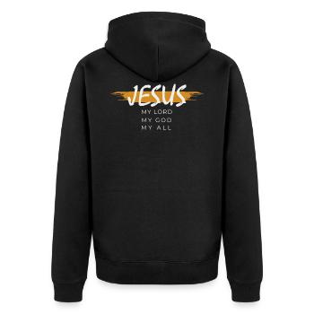 Jésus - Mon Seigneur - Mon Dieu - Mon Tout - Veste à capuche bio Premium Unisexe - noir - Dos - Nico (187cm)
