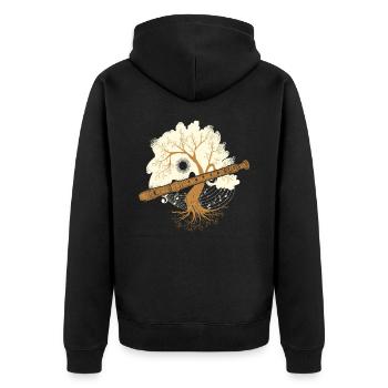 Flöte - Unisex Premium Bio Zip Hoodie - Schwarz - Hinten - Nico (187cm)